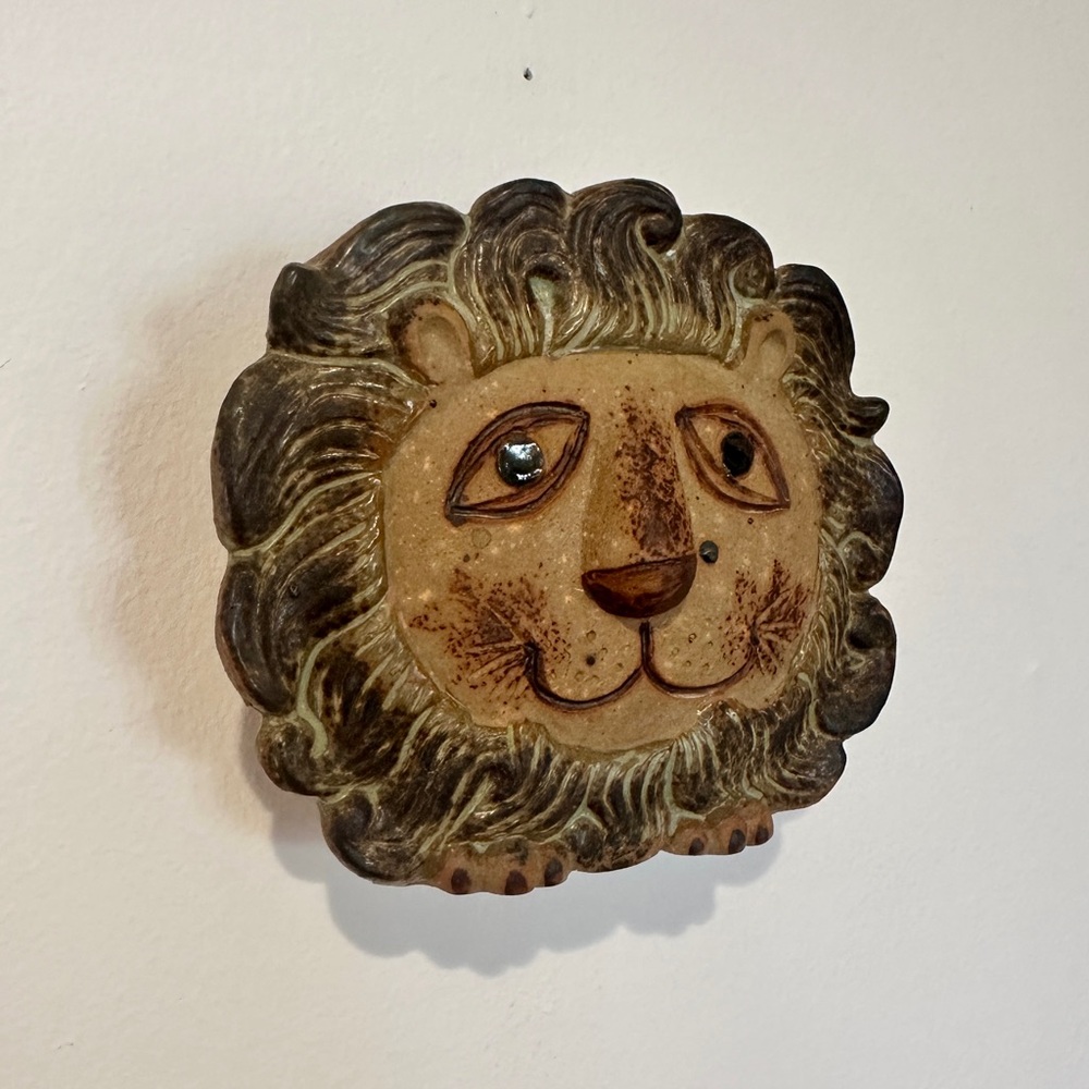 Vintage Ceramic Lion Wall Art